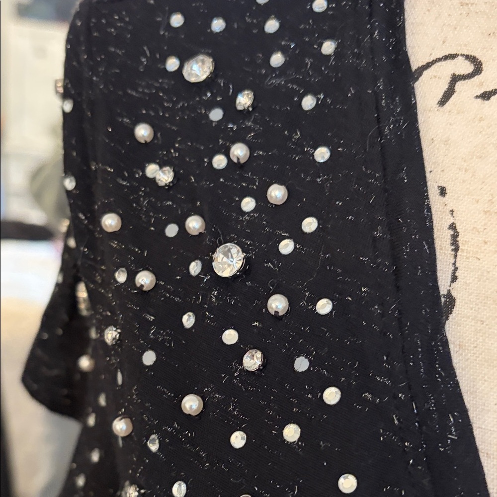 INC International Concepts Black Studded V-Neck Blouse - Picture 5 of 8